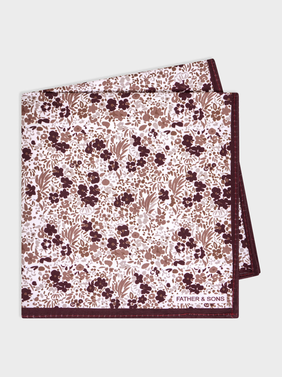 Pochette Bordeaux Motif Fleuri Beige