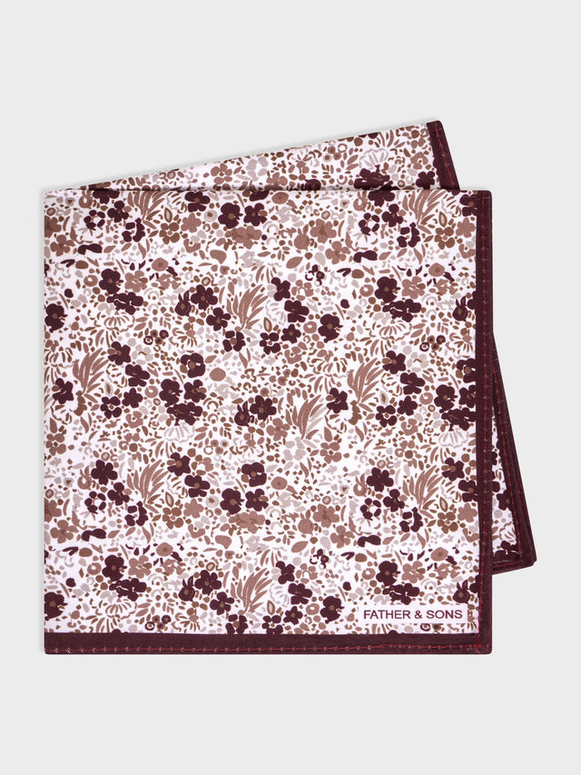 Pochette bordeaux à motif fleuri beige