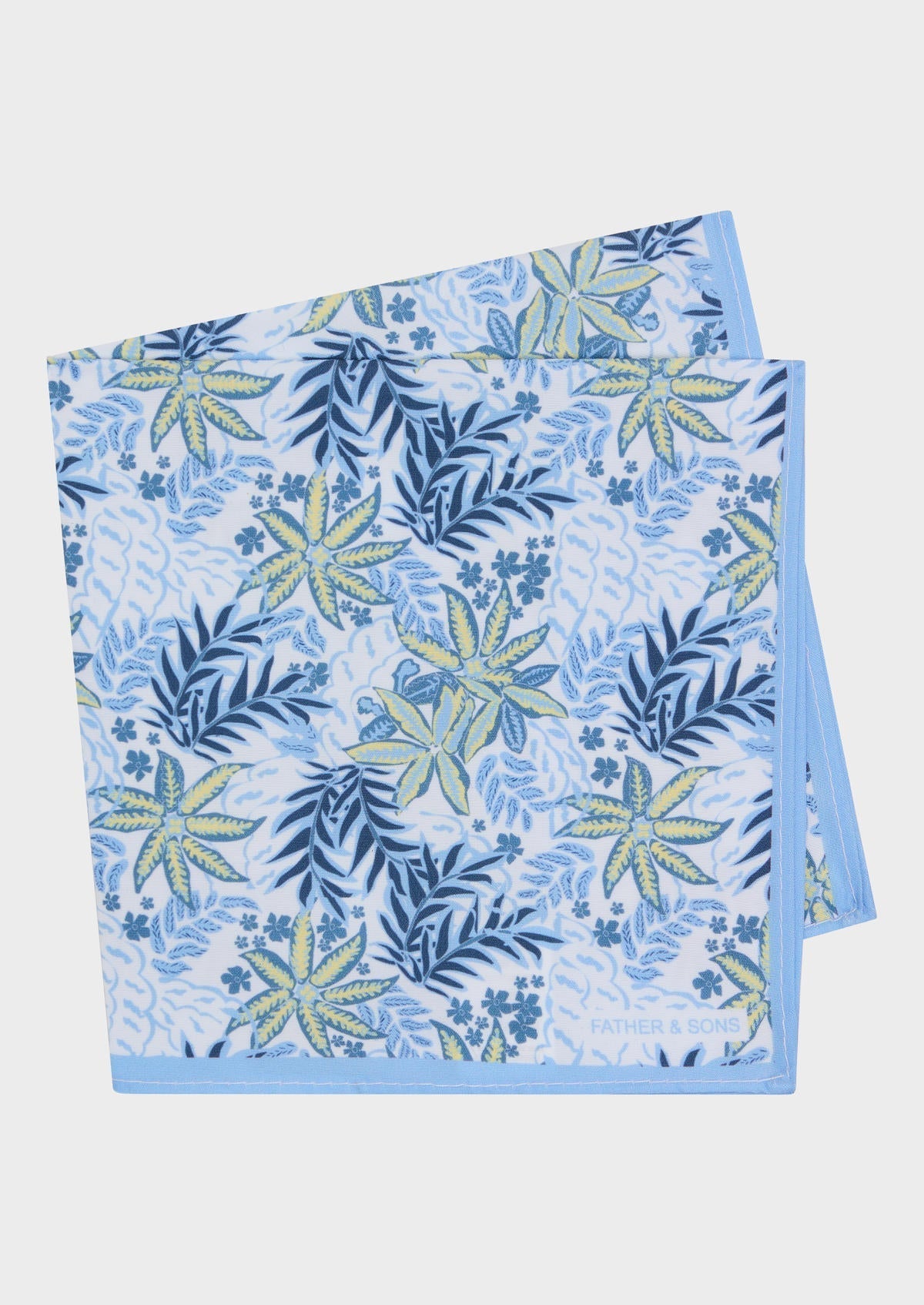 Pochette Blanche Motif Fleuri Bleu Ciel Et Jaune