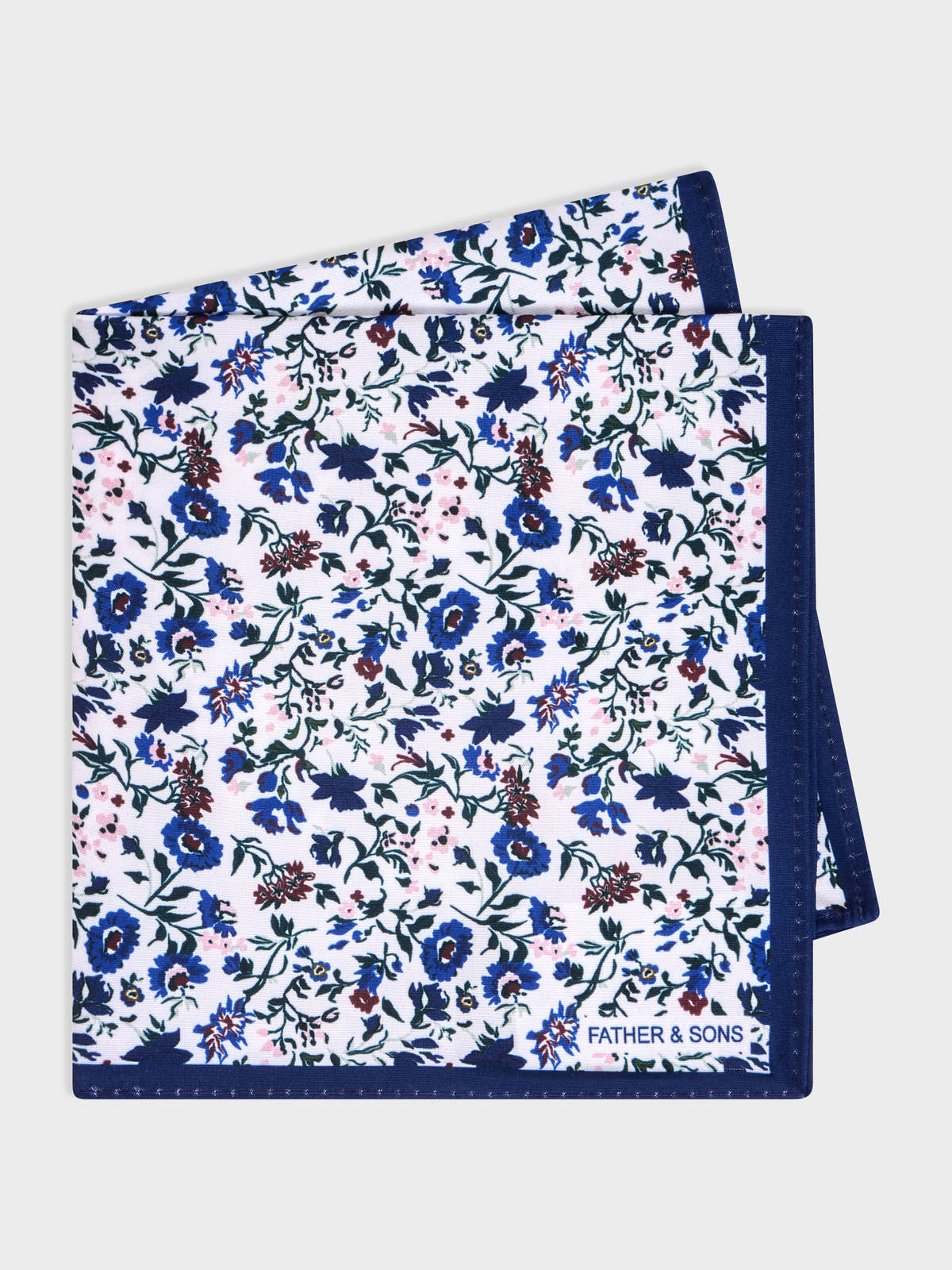 Pochette Bleu Cobalt Motif Fleuri Rose Et Vert