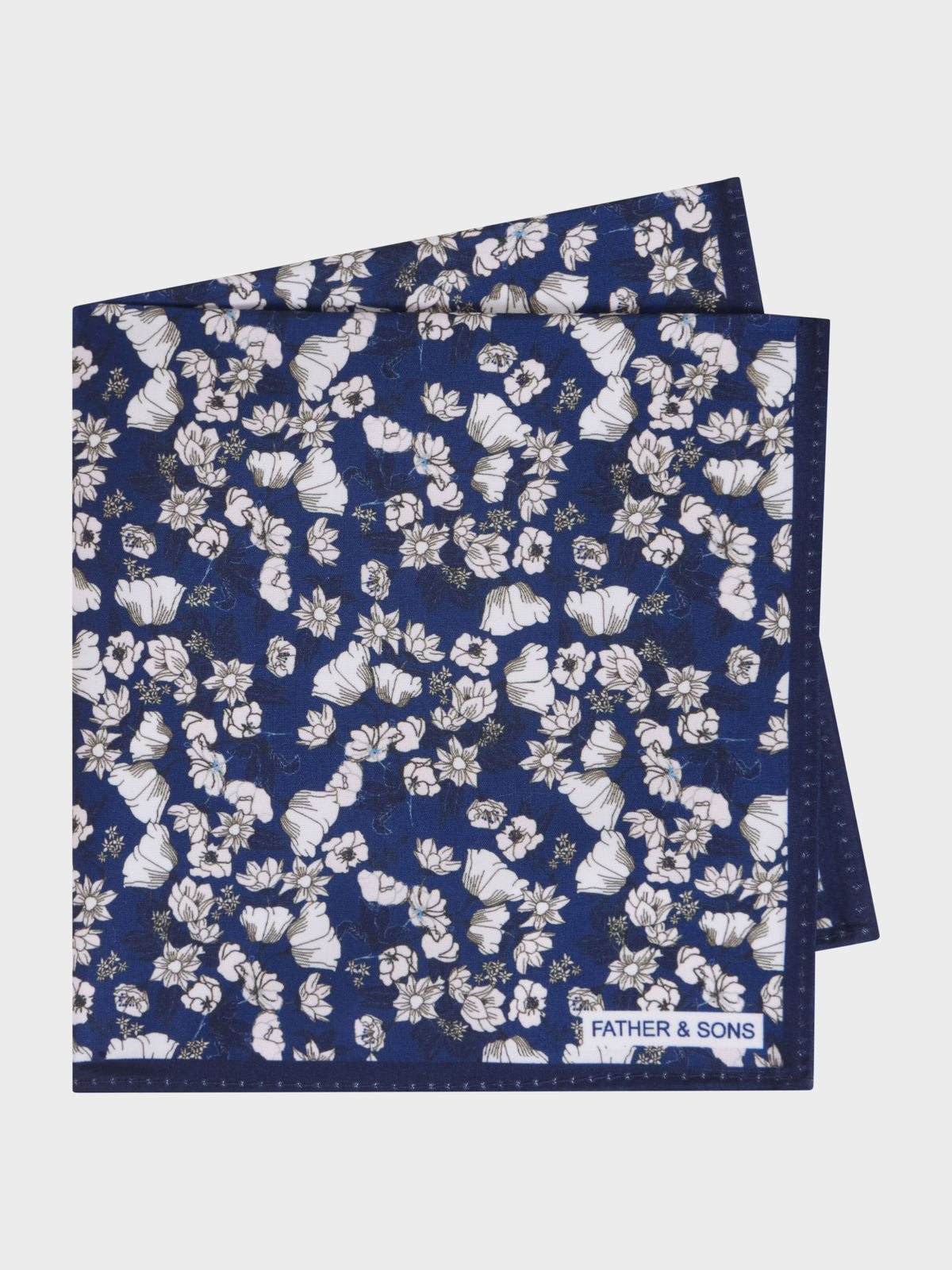 Pochette Bleu Indigo Motif Fleuri Blanc