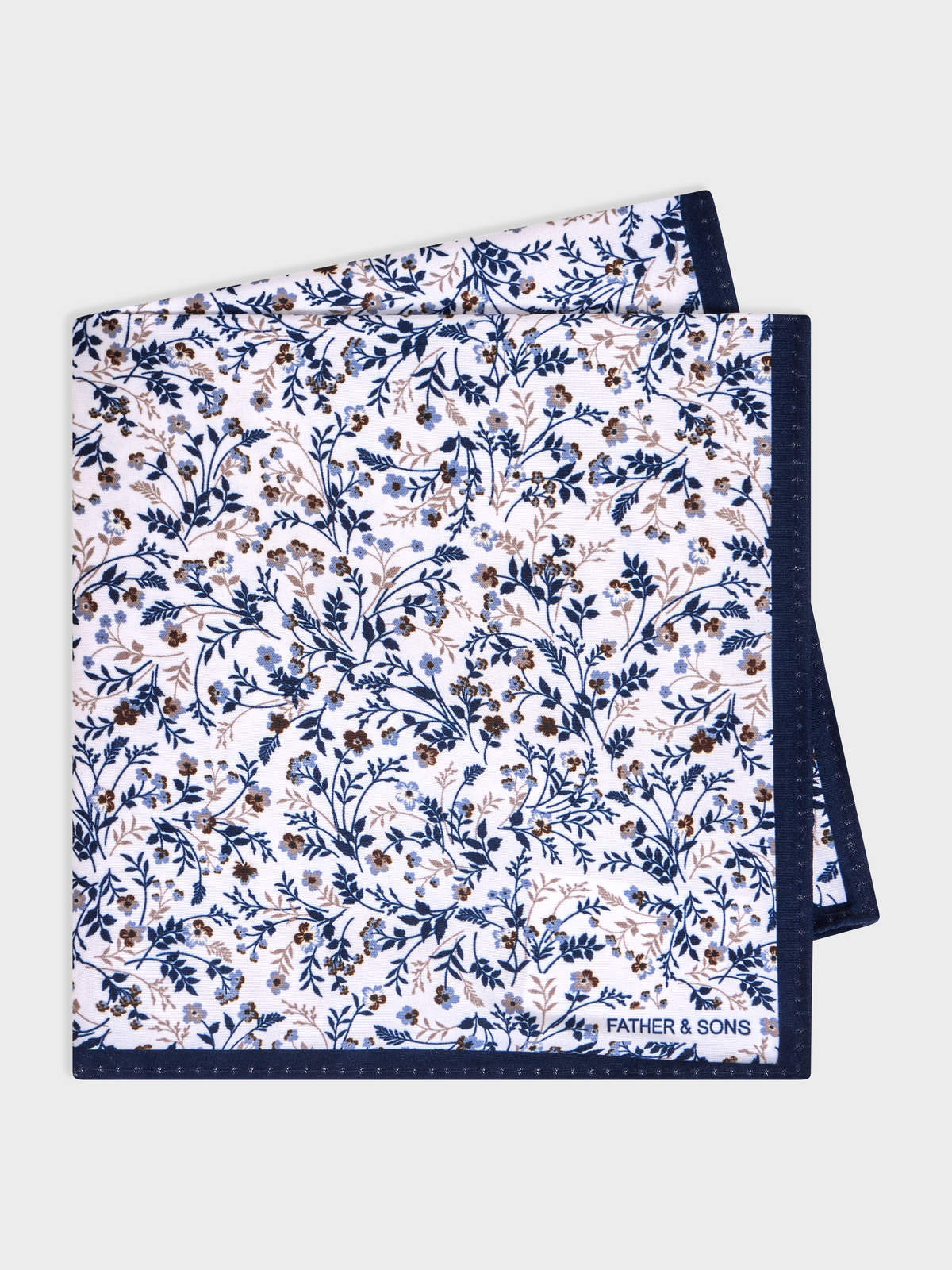 Pochette Bleu Indigo Motif Fleuri