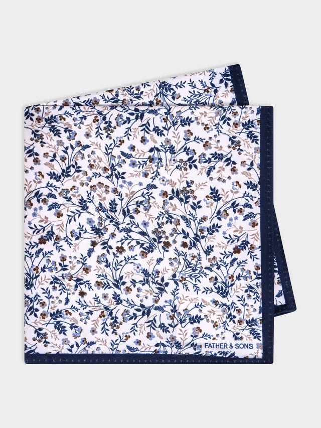 Pochette bleu indigo à motif fleuri