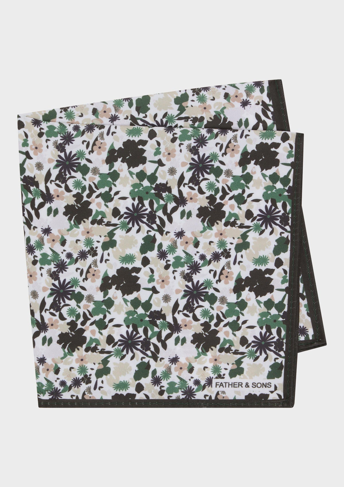 Pochette Blanche Motif Fleuri Kaki Vert Gris Et Beige