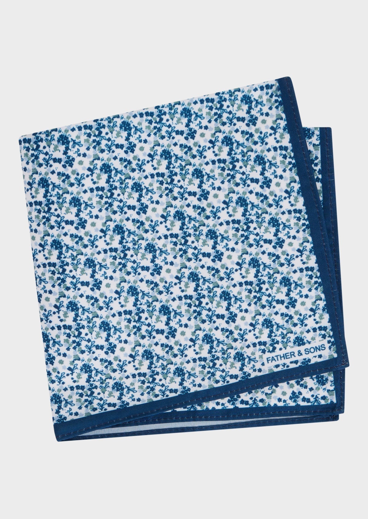 Pochette Blanche Motif Fleuri Bleu Prusse Et Vert