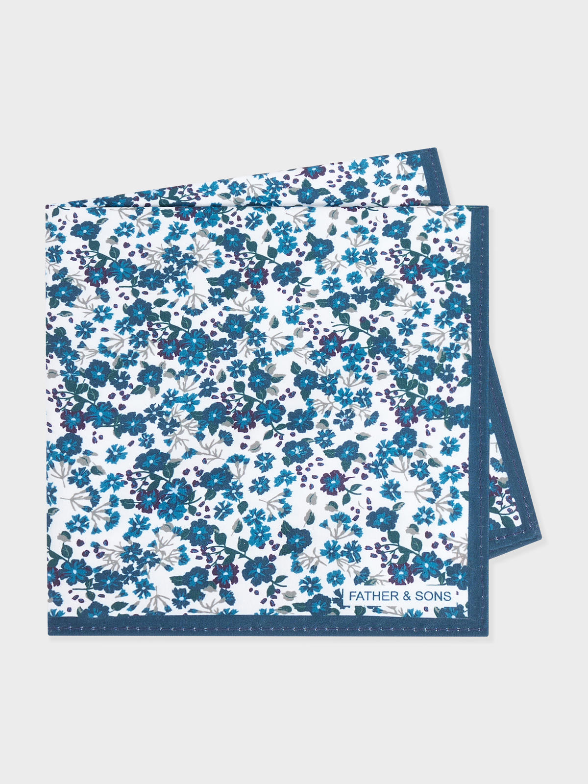 Pochette Bleu Prusse Motif Fleuri Vert