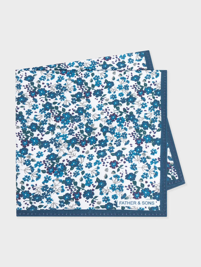 Pochette bleu prusse à motif fleuri vert