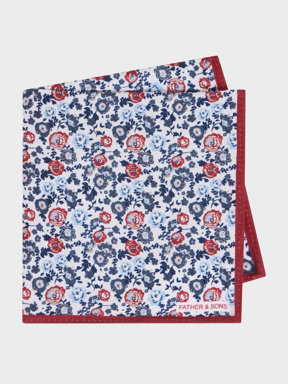 Pochette Rouge Motif Fleuri Bleu