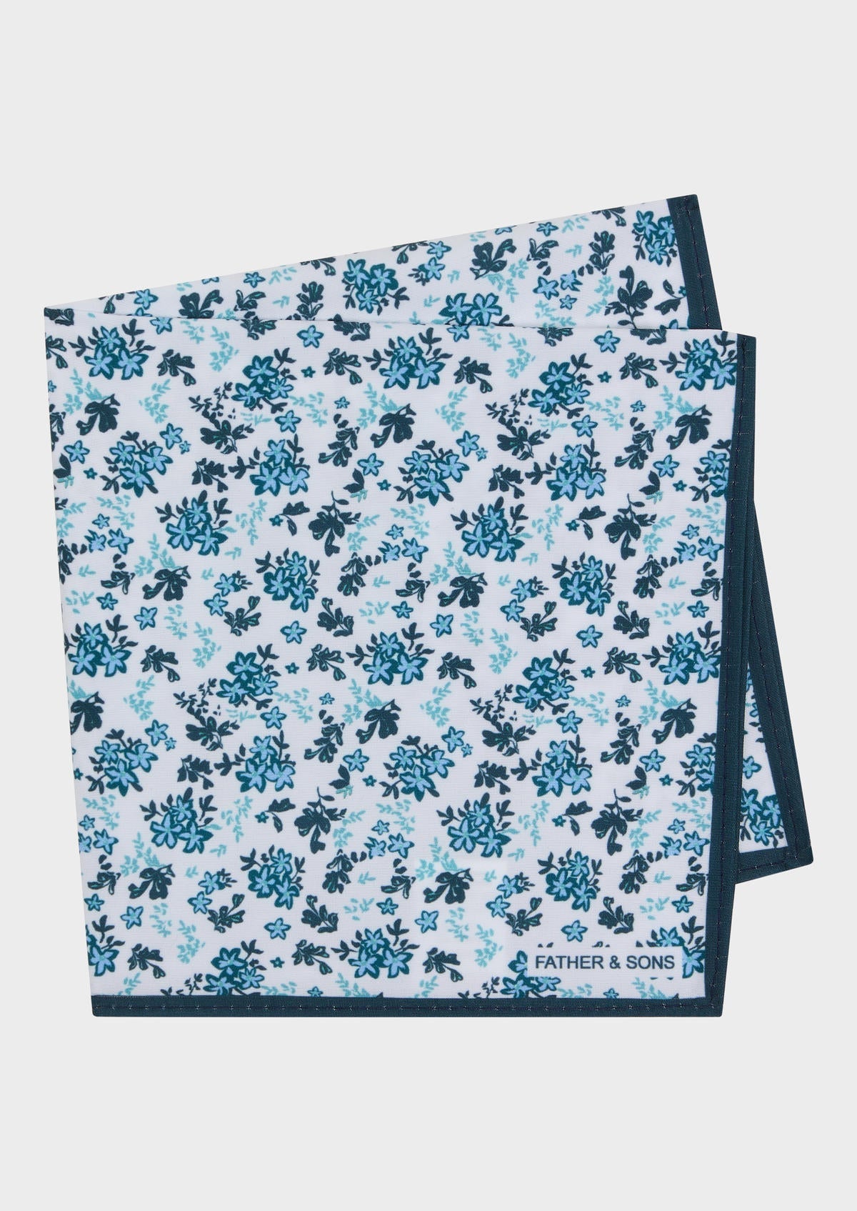 Pochette Blanche Motif Fleuri Vert Bouteille Et Bleu