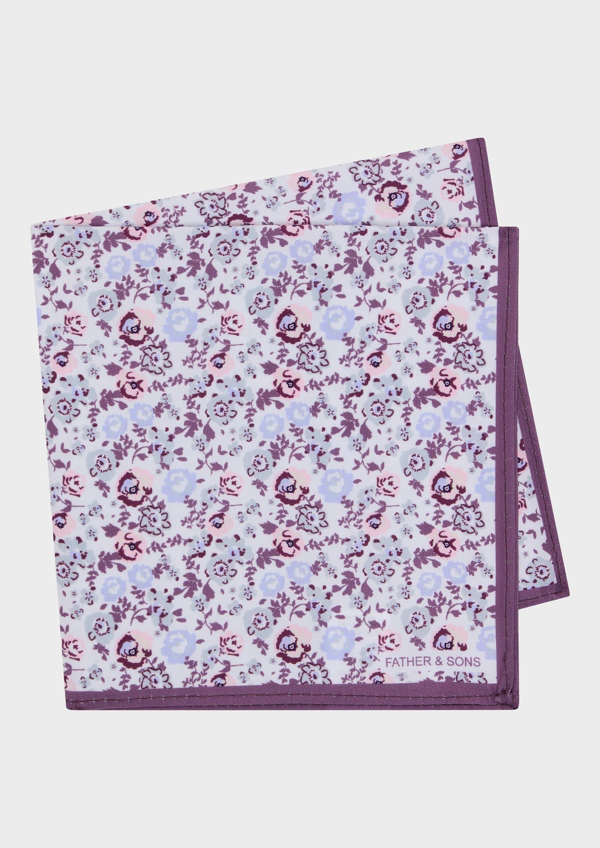 Pochette Blanche Motif Fleuri Violet Rose Gris Et Lilas