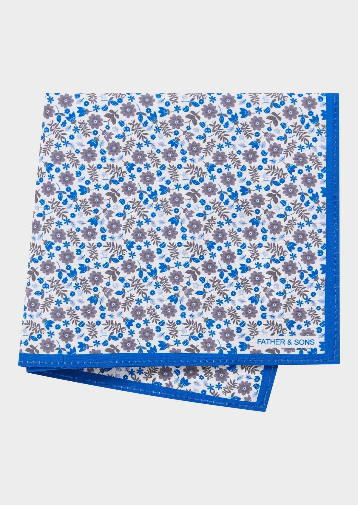 Pochette Blanche Motif Fleuri Bleu Azur Et Marron
