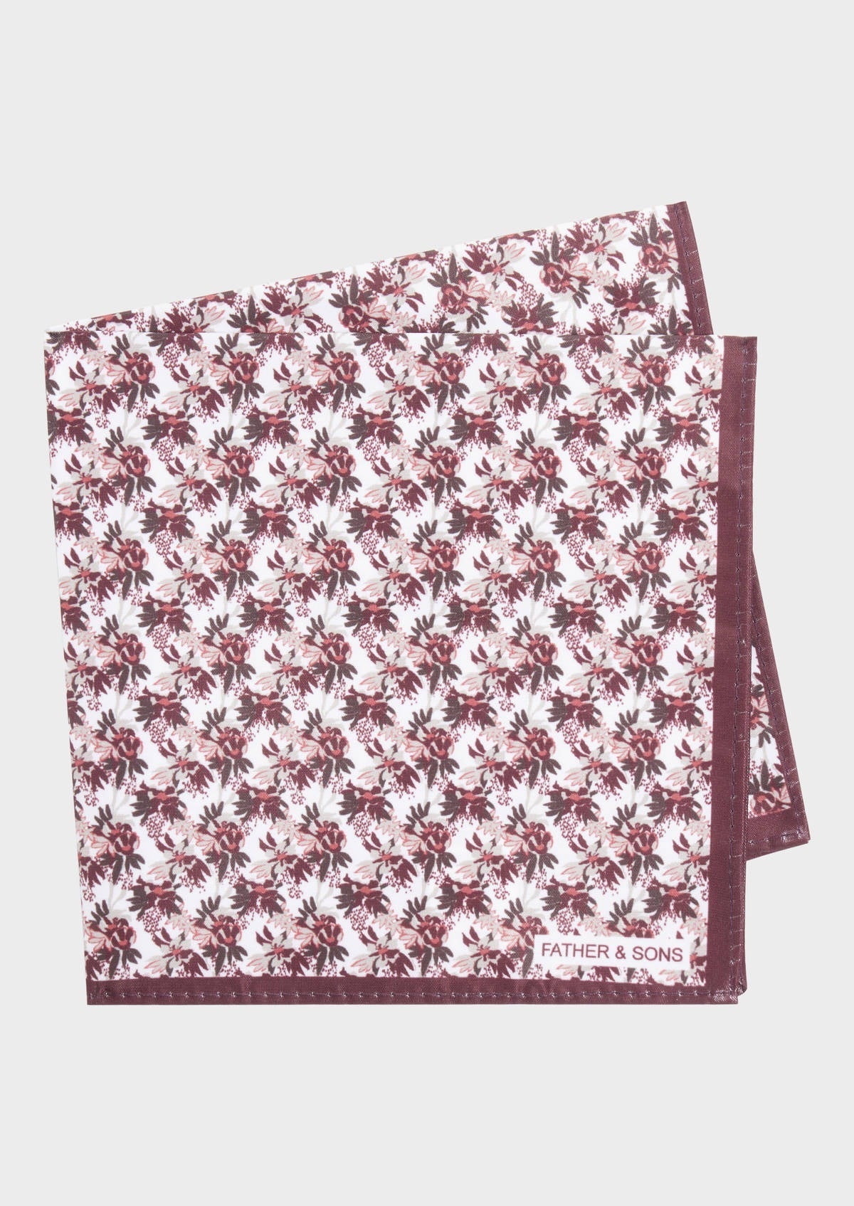 Pochette Blanche Motif Fleuri Bordeaux Et Taupe