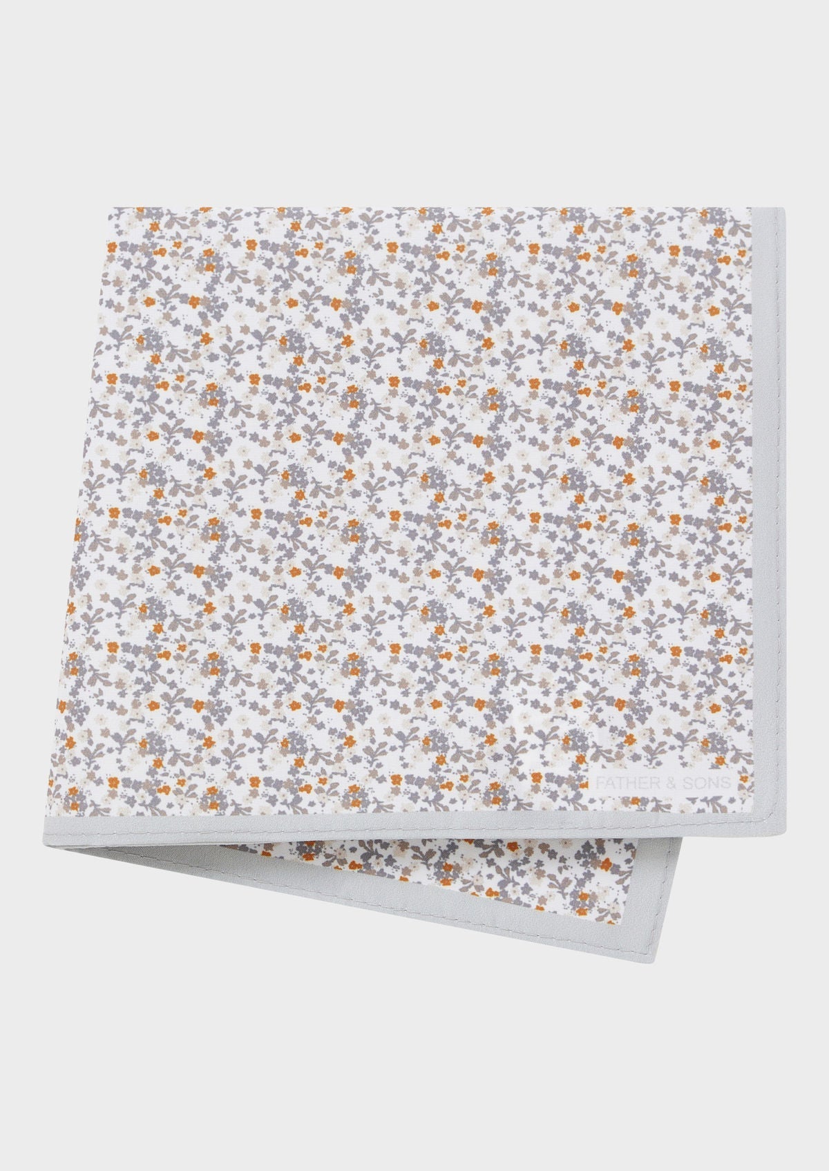 Pochette Blanche Motif Fleuri Gris Perle Et Orange