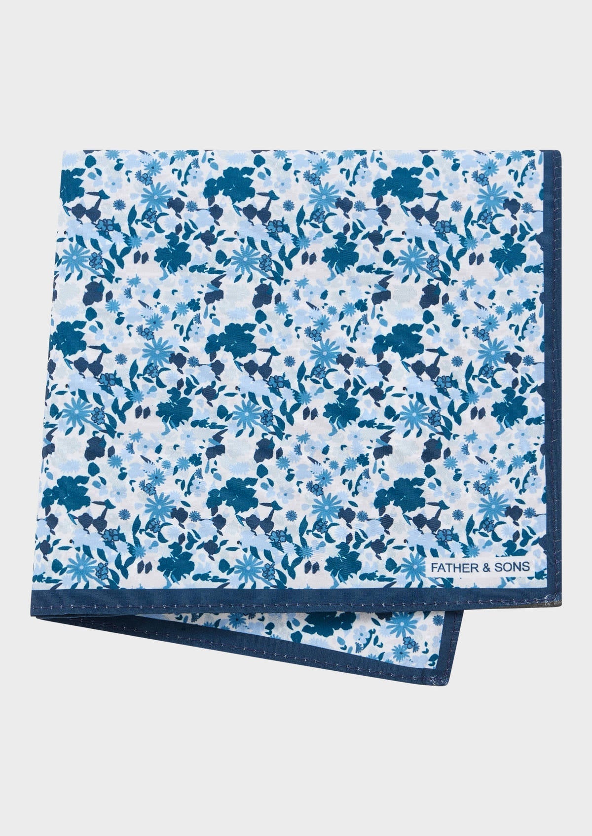Pochette Blanche Motif Fleuri Bleu Prusse