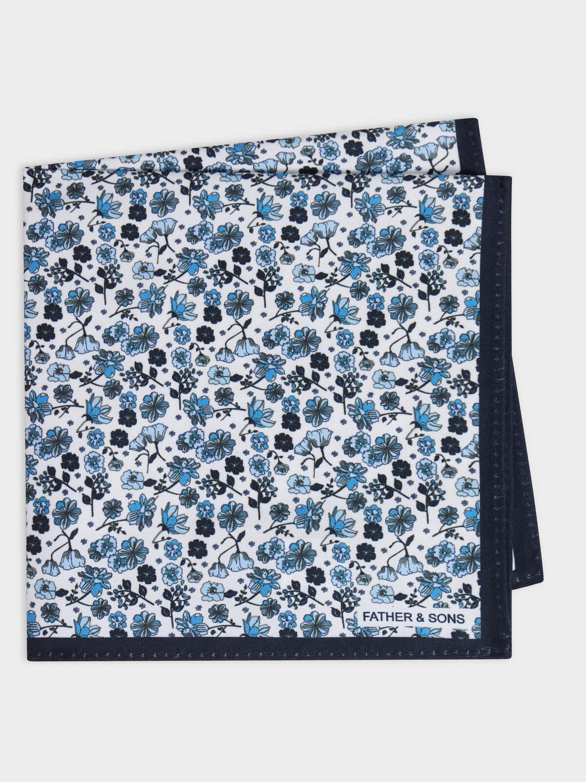 Pochette Motif Fleuri Bleu Marine
