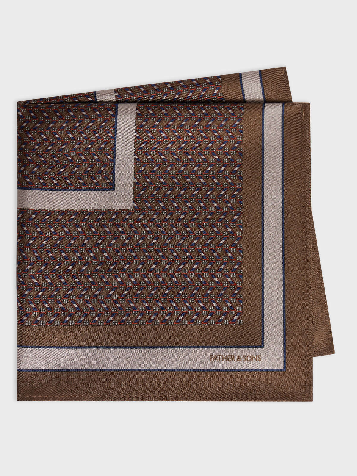 Pochette en soie marron à motif