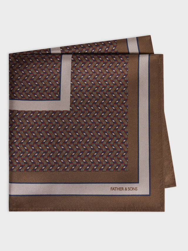 Pochette en soie marron à motif