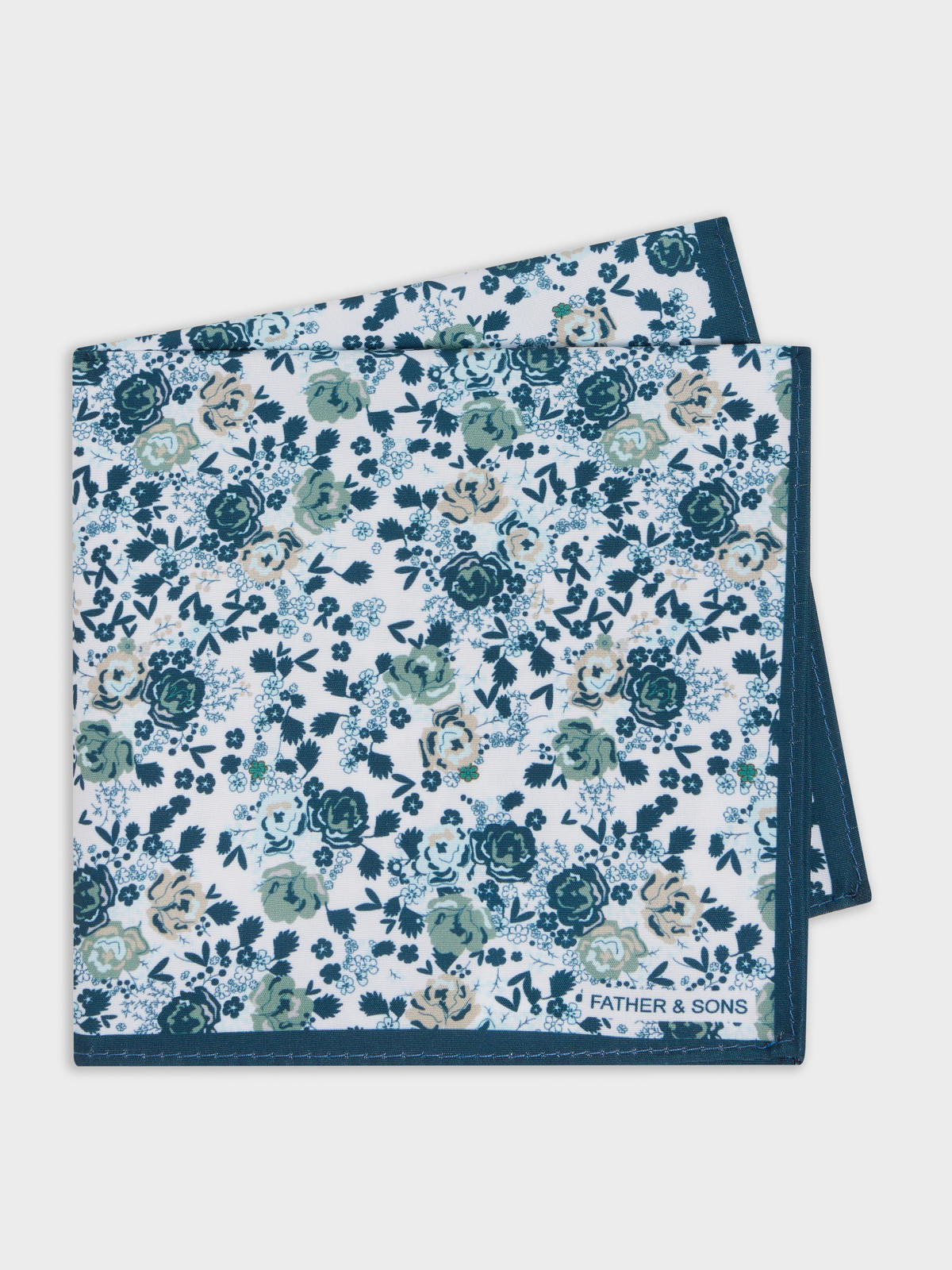 Pochette Motif Fleuri Bleu Prusse