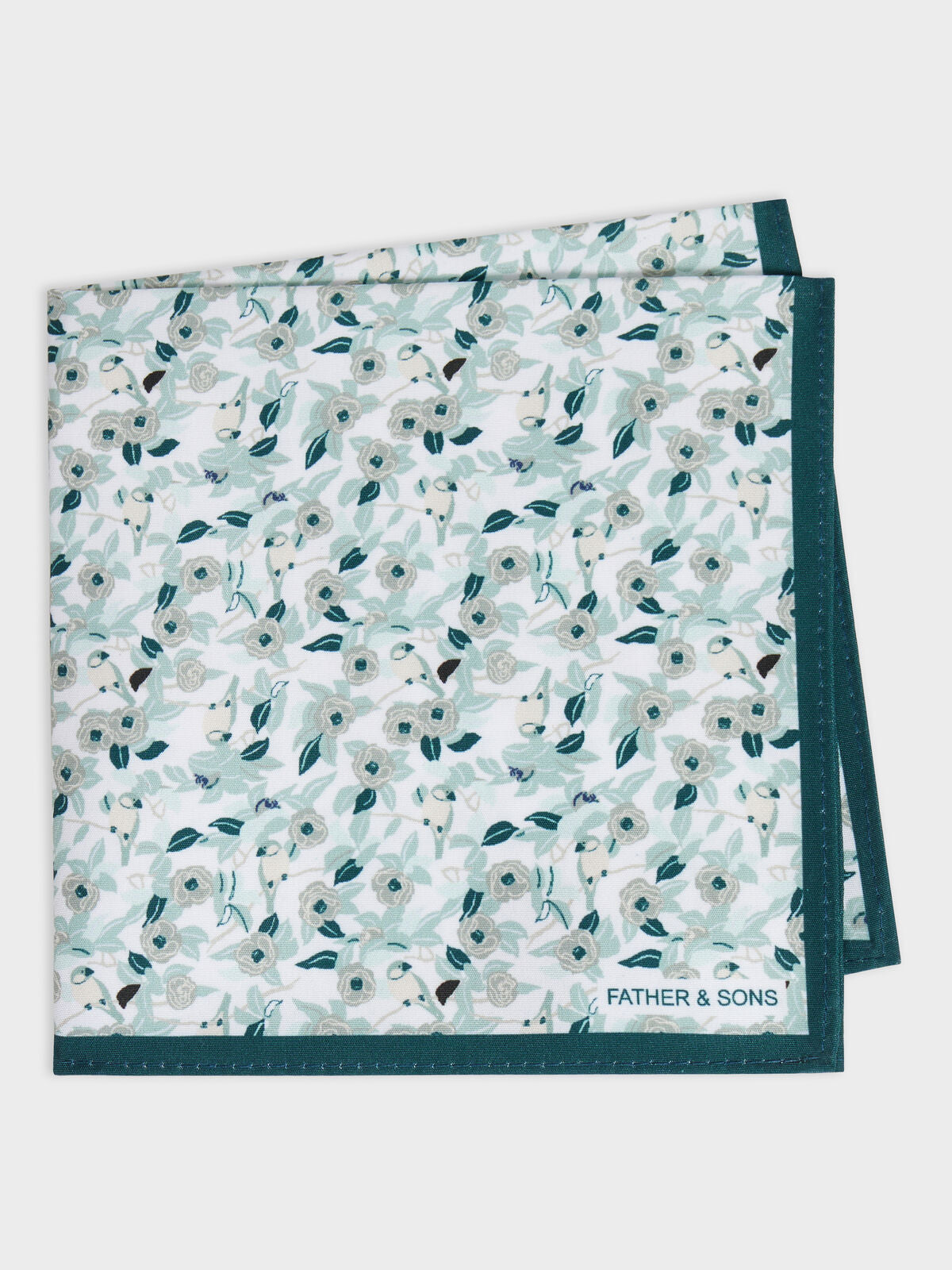 Pochette Motif Fleuri Bleu Prusse Et Vert