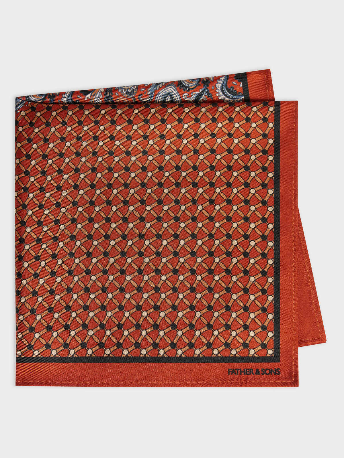 Pochette en soie terracotta à motif