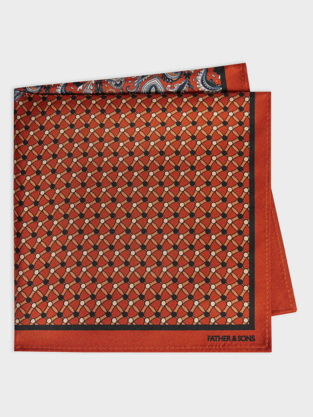 Pochette en soie terracotta à motif