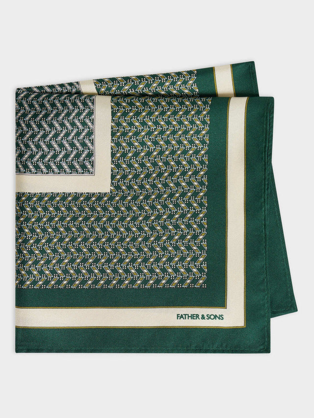 Pochette en soie vert bouteille à motif