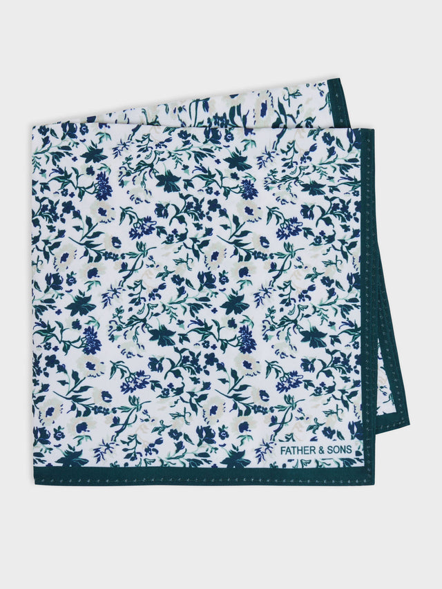 Pochette à motif fleuri vert bouteille et bleu
