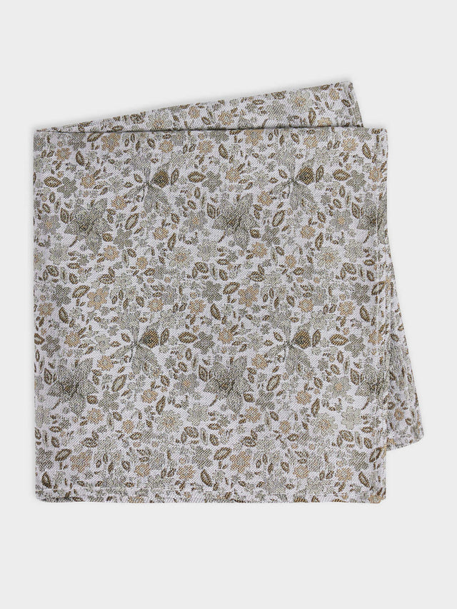 Pochette en soie mélangée à motif fleuri vert d'eau