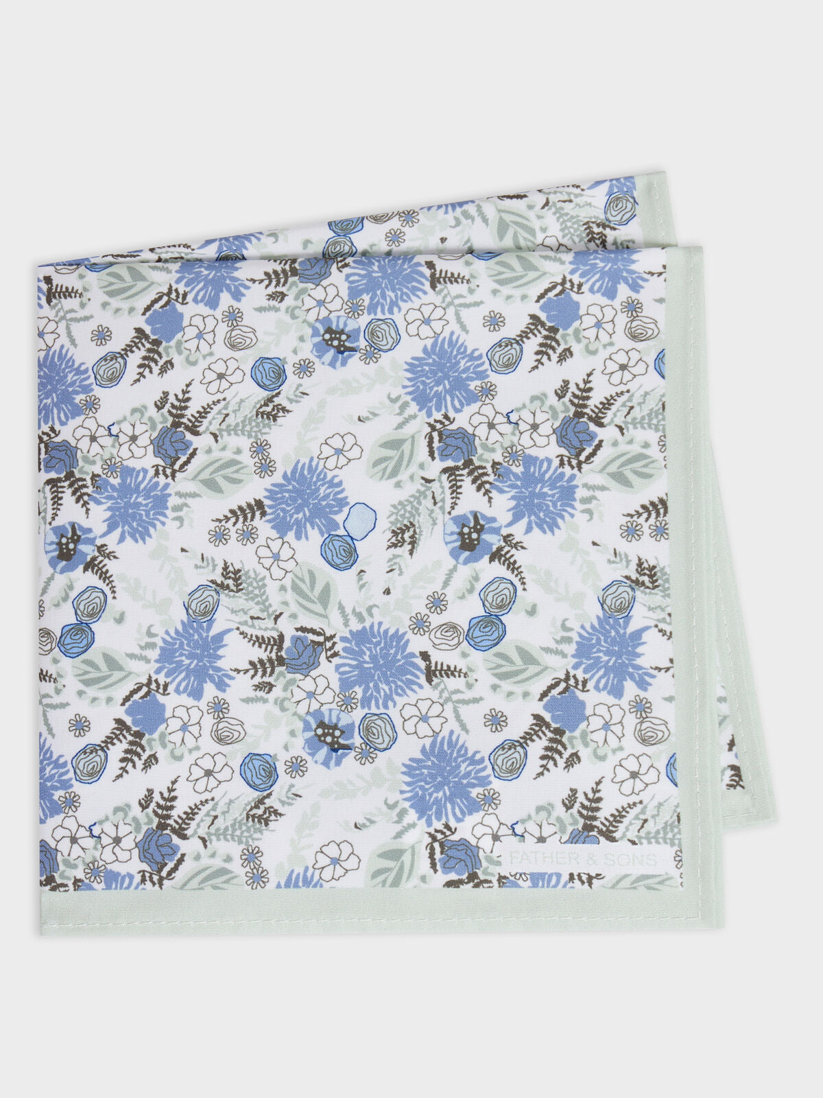 Pochette Motif Fleuri Vert D Eau Et Bleu