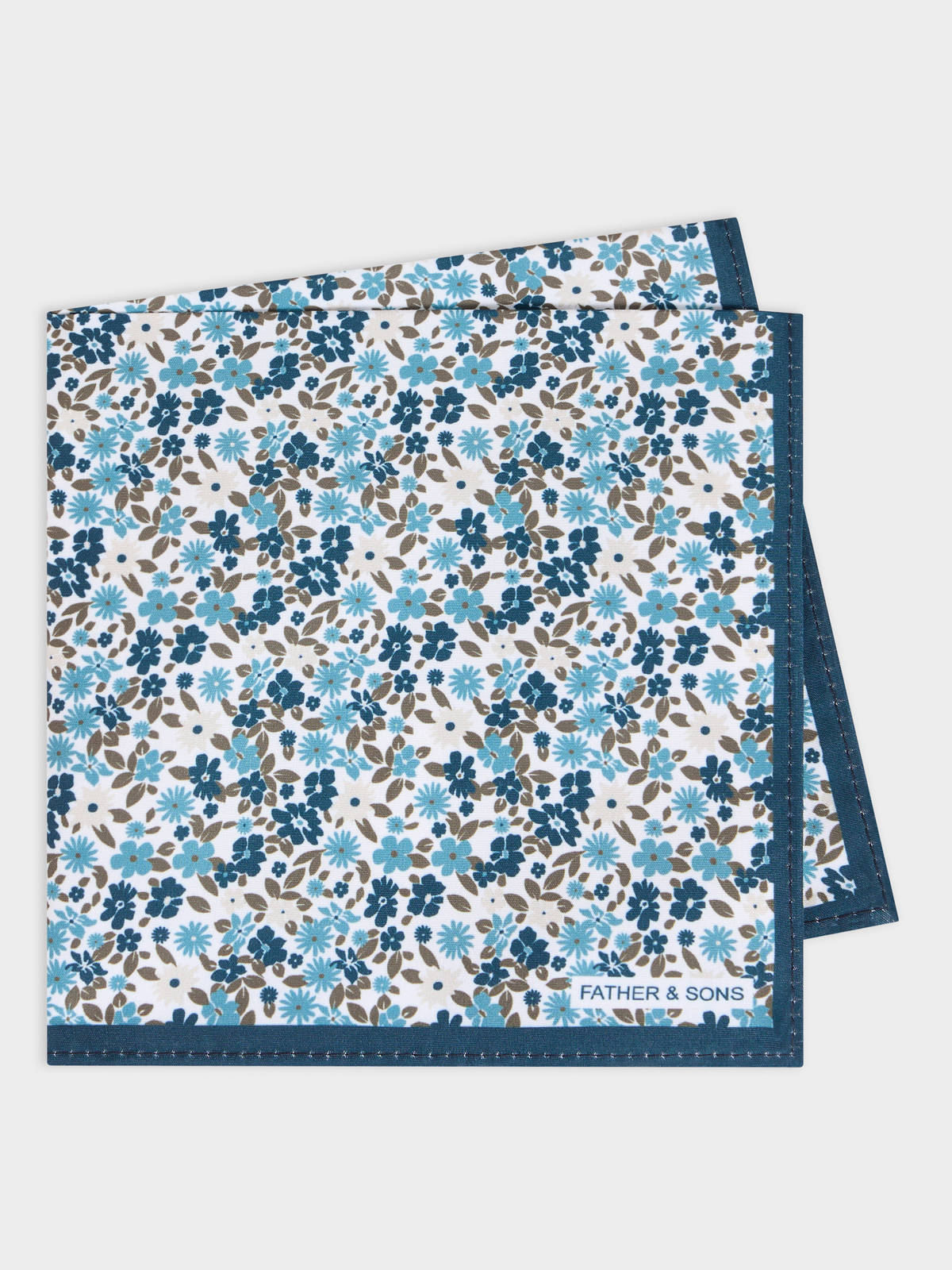 Pochette Motif Fleuri Bleu Prusse Et Kaki
