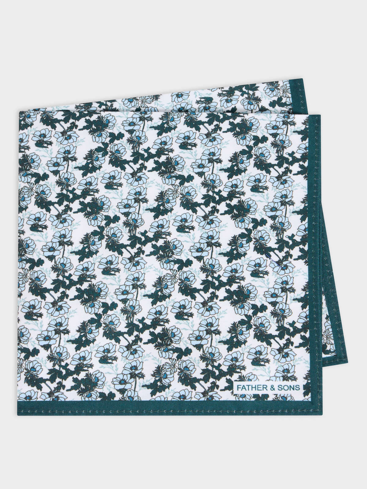 Pochette Motif Fleuri Bleu Et Vert