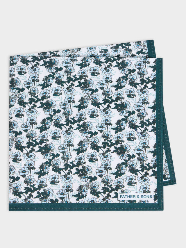 Pochette à motif fleuri bleu et vert