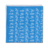 Pochette Bleu Ciel Blanc Motif Girafes Laine Soie