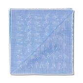 Pochette Bleu Ciel Blanc Motif Girafes Laine Soie