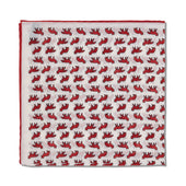 Pochette Neige Rouge Motif Renards Laine Soie
