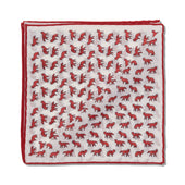 Pochette Neige Rouge Motif Renards Laine Soie