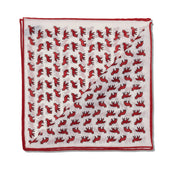 Pochette Neige Rouge Motif Renards Laine Soie