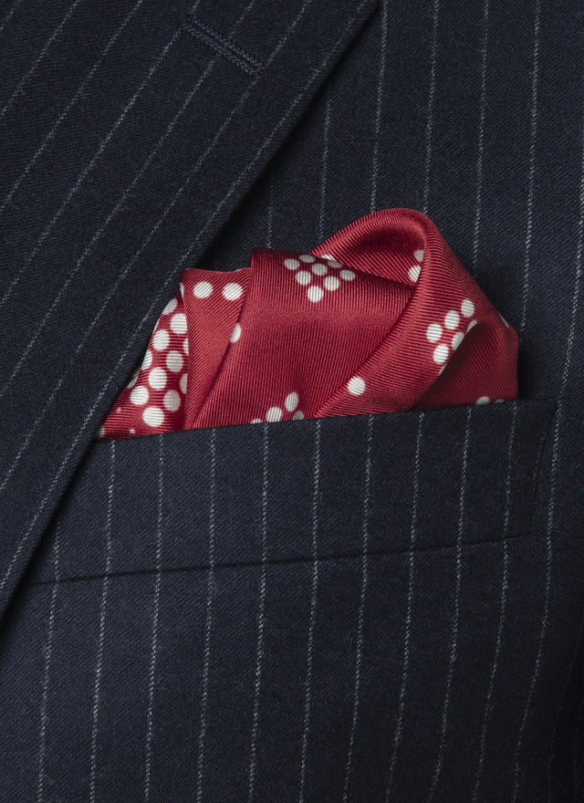 Silk pocket square with geometric print
