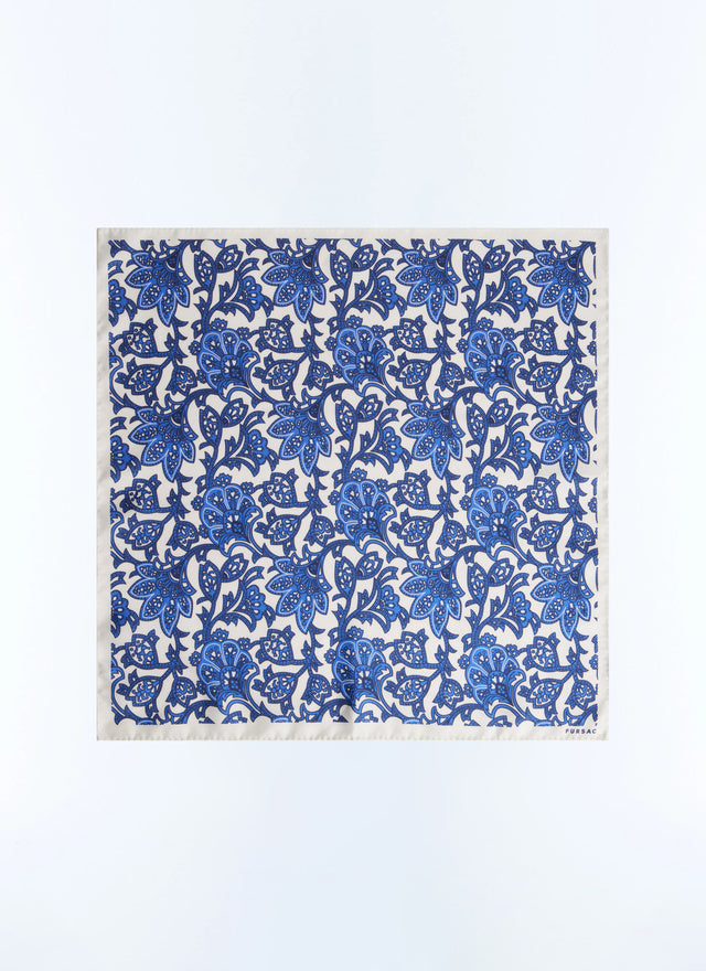 Silk Twill Pocket Square With Flowers