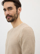 Tee Shirt Slim En Maille Ajour E Beige