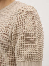 Tee Shirt Slim En Maille Ajour E Beige