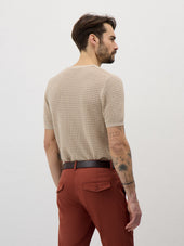 Tee Shirt Slim En Maille Ajour E Beige