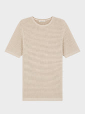 Tee Shirt Slim En Maille Ajour E Beige