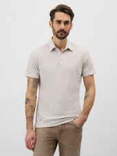 Polo Slim en coton mélangé beige