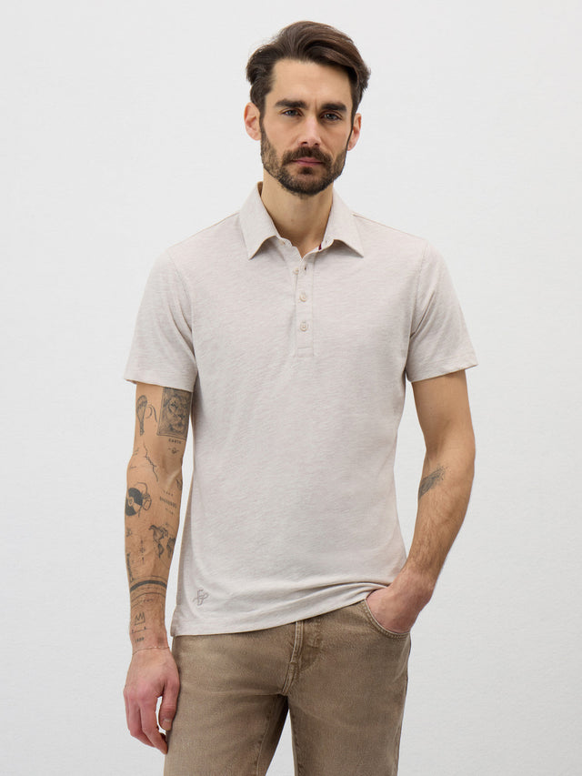 Polo Slim en coton mélangé beige