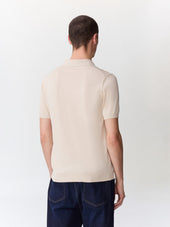 Polo Slim En Maille Coton Et Soie Beige