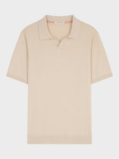 Polo Slim En Maille Coton Et Soie Beige
