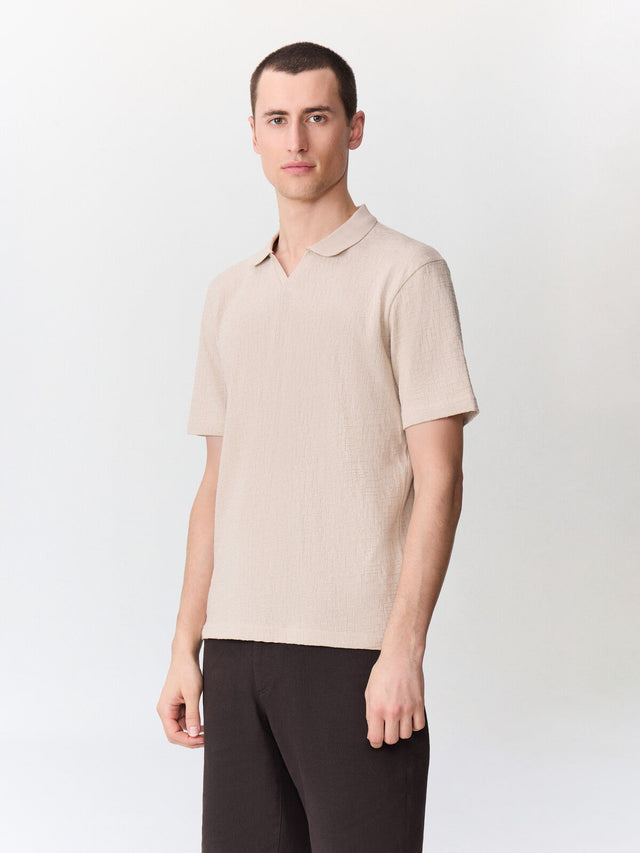 Polo regular en coton beige