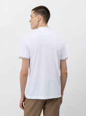 Polo Slim En Coton Blanc Col Officier