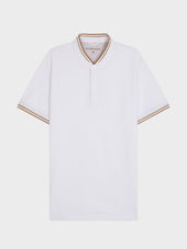 Polo Slim En Coton Blanc Col Officier